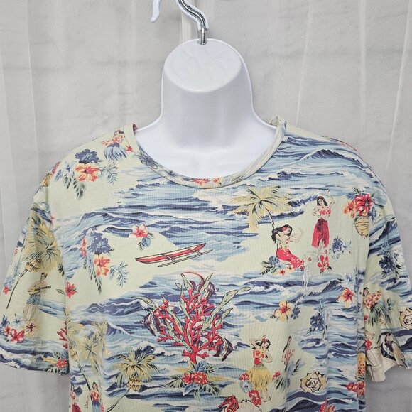 Polo Ralph Lauren Blue Green Hawaiian Tee Shirt Tropical Beach Logo L - Picture 2 of 14